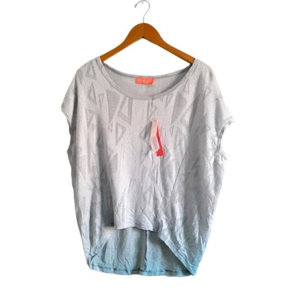 Soul Cake Silver Metallic Sparkly Hi-Low Hem Gray Semi Sheer Women's Top M